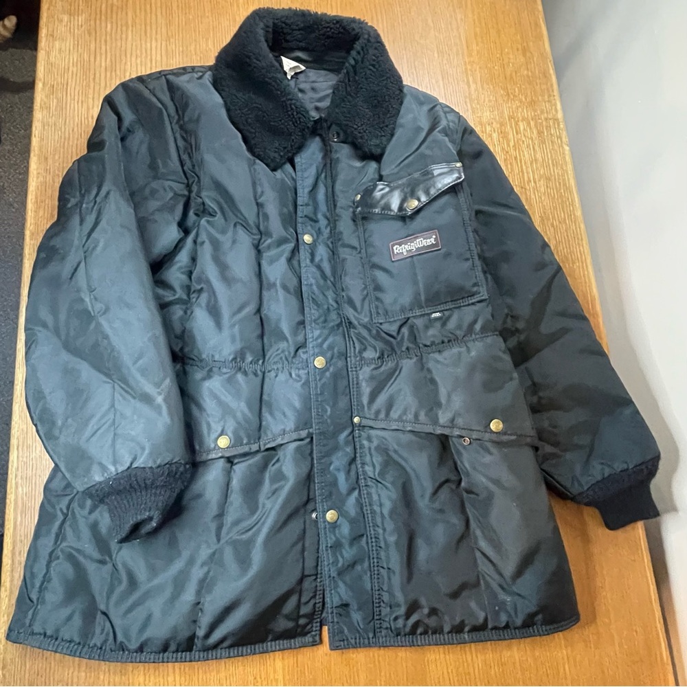 Vintage RefrigiWear Jacket Men's XL Black Sherpa Collar Insulated Made in USA